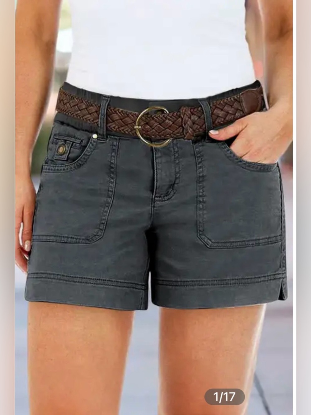 Flamingals Solid Split Side Flap Pocket Shorts